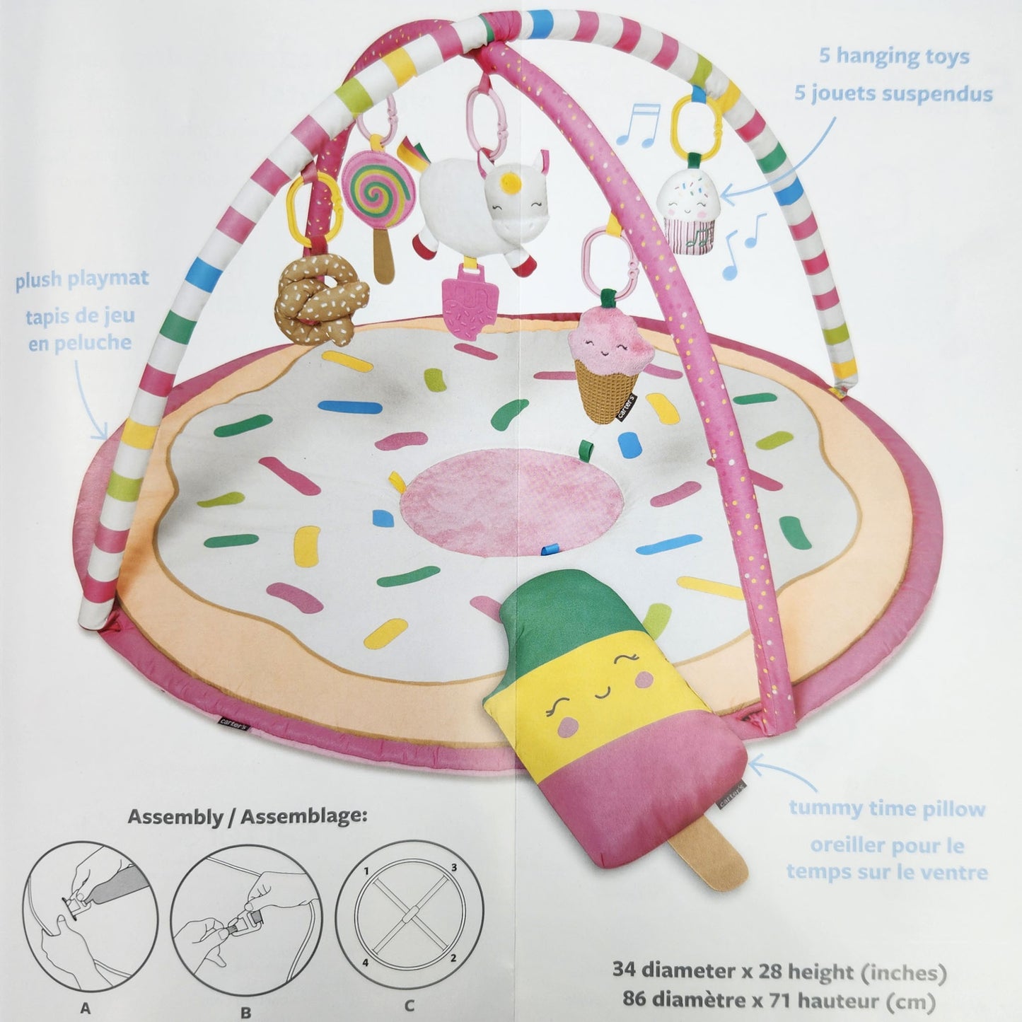 Skip Hop Carter's Sweet Surprise Baby Play Mat and Infant Activity Gym