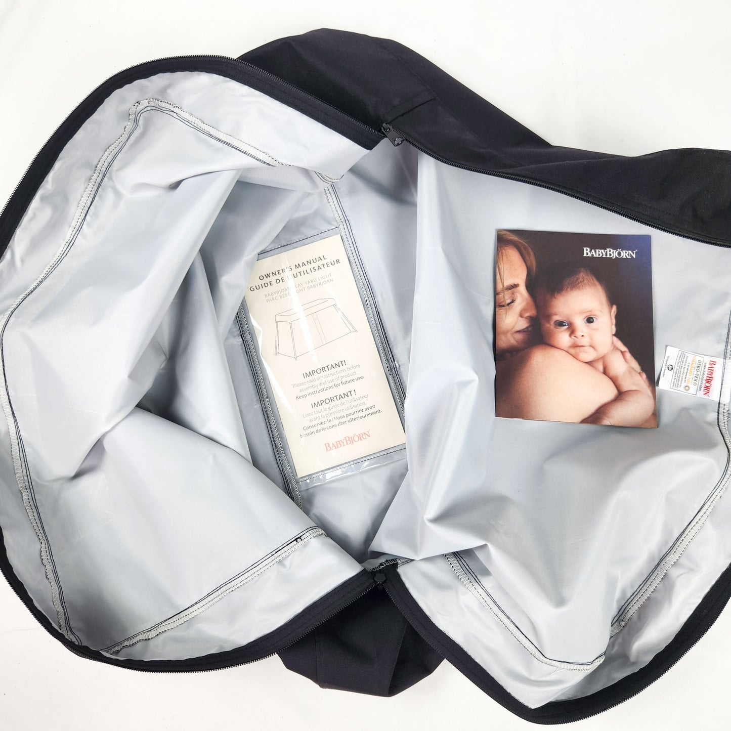 BABYBJÖRN Play Yard Light with Carry Bag - Silver manual included inside the travel storage bag