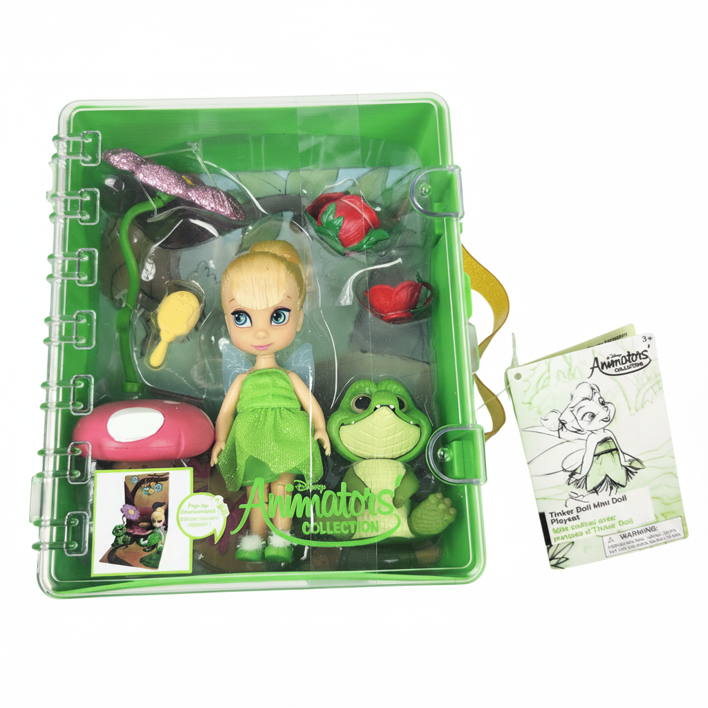 Disney Store Animators Collection Tinker Bell Mini Doll Playset with accessories in storage case