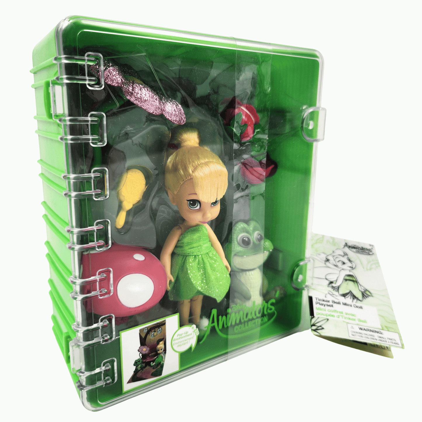 Disney Store Animators Collection Tinker Bell Mini Doll Playset with accessories in storage case