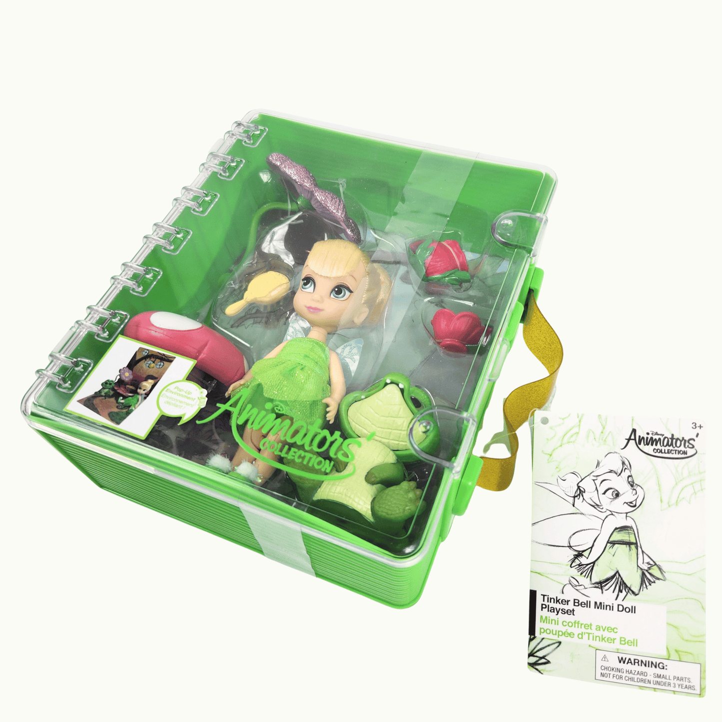 Disney Store Animators Collection Tinker Bell Mini Doll Playset with accessories in storage case