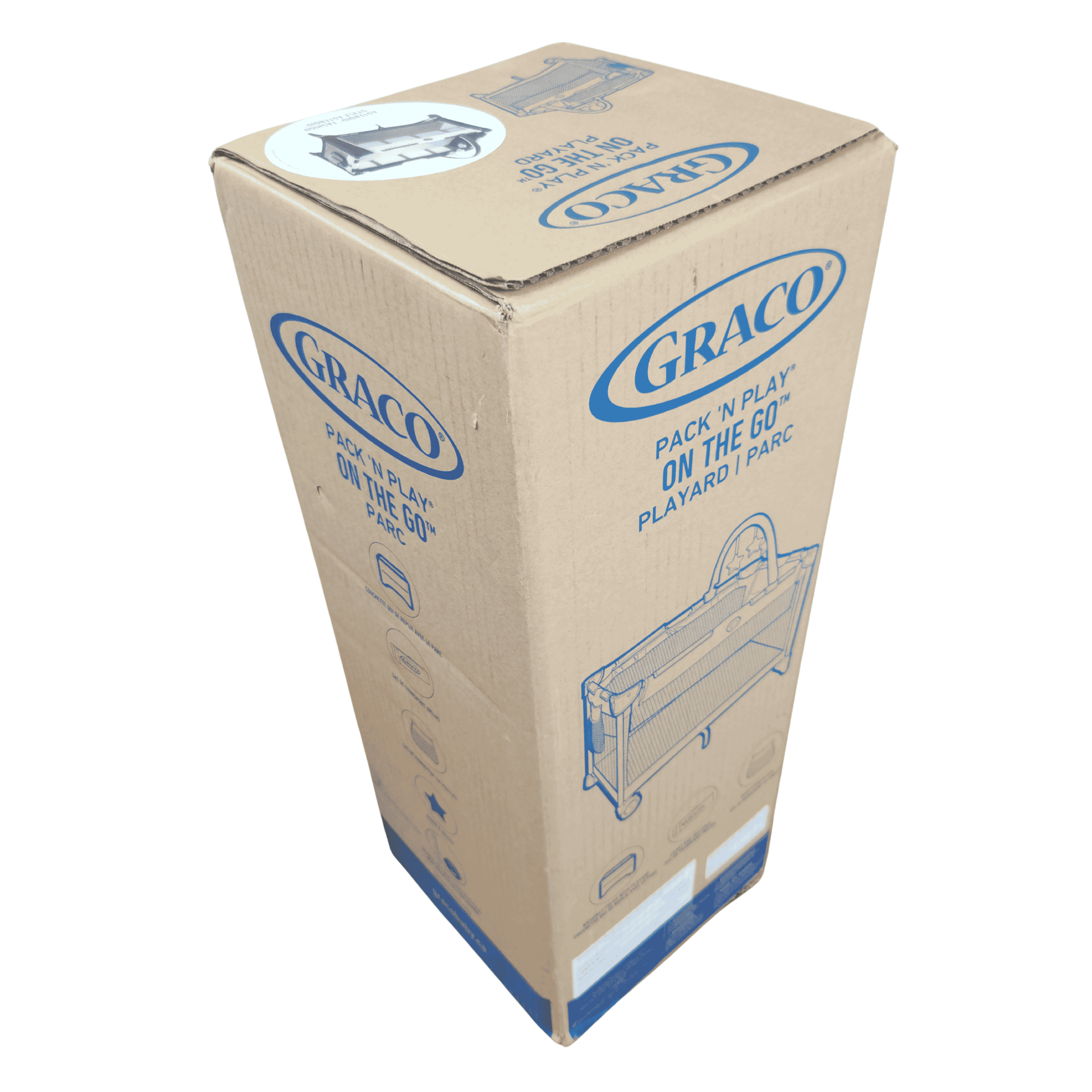 Graco Pack ‘n Play On the Go Playard Foldable Baby Playpen with Bassinet - Asteroid in the original shipping box