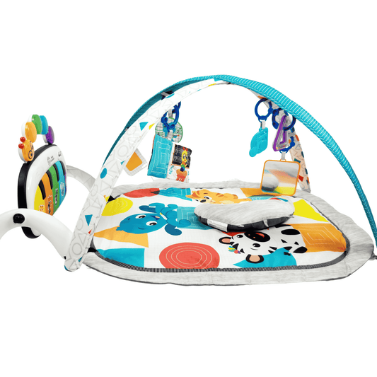 Baby Einstein 4 in 1 Kickin Tunes music activity gym play mat with piano, hanging toys and play mat assembled view