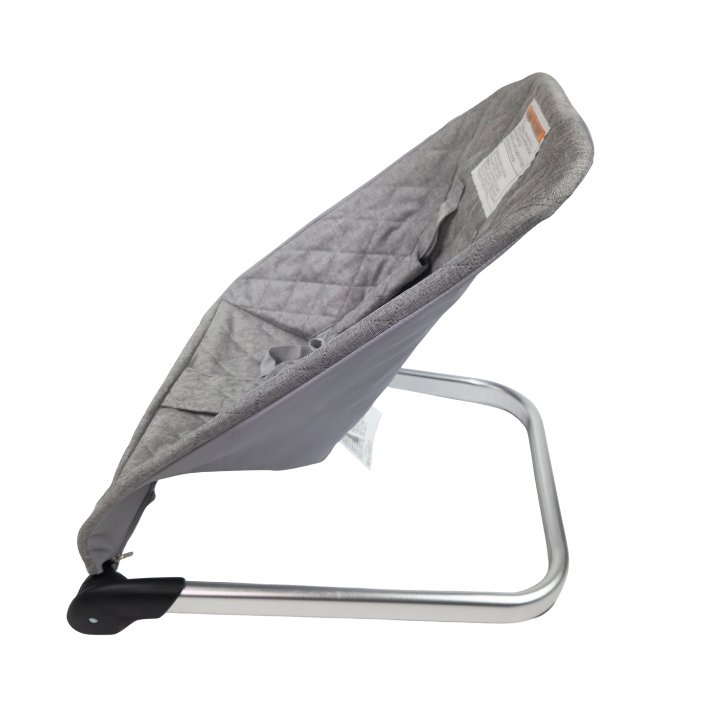 Babyjoy foldable baby bouncer stationary seat grey showing harness and metal frame