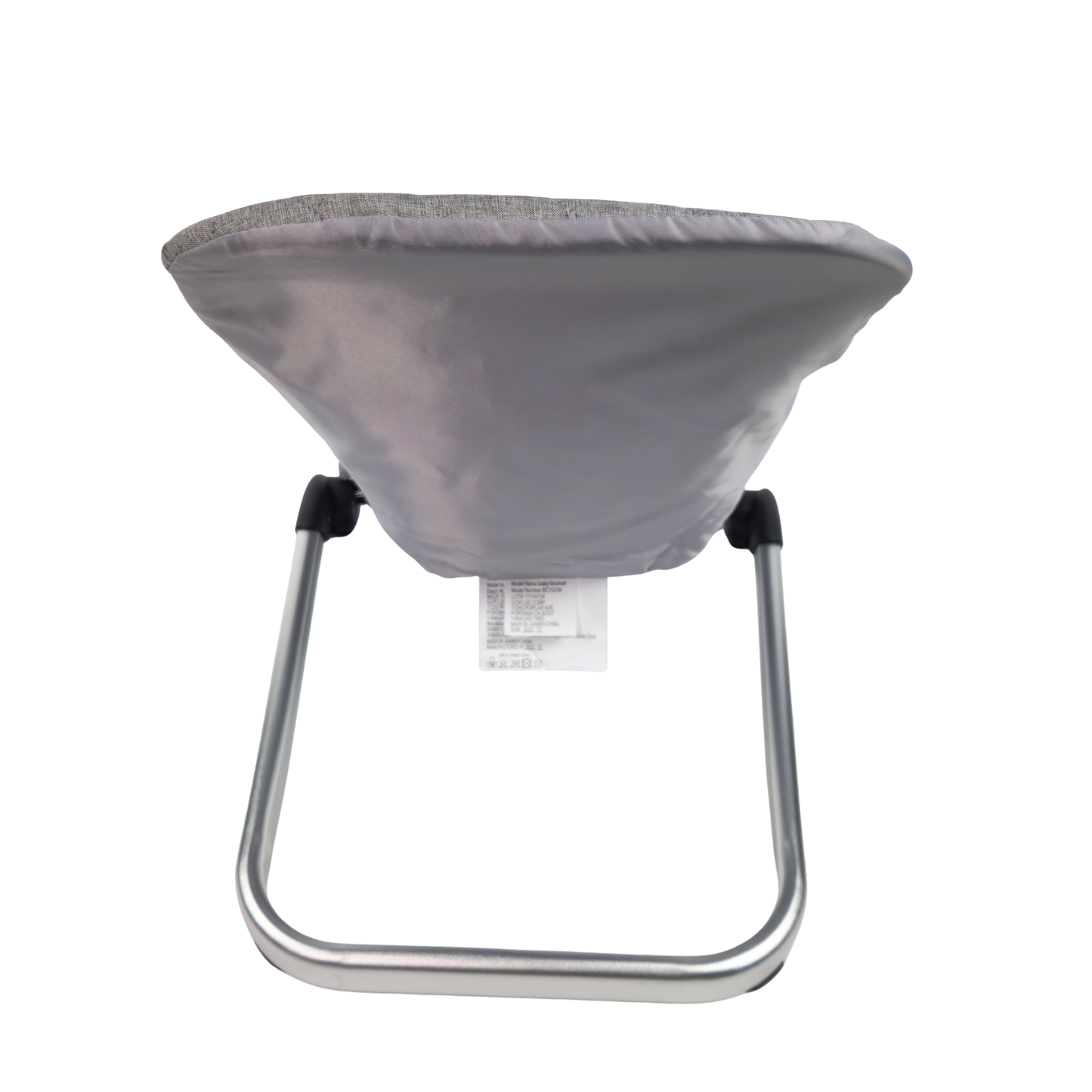 Babyjoy foldable baby bouncer stationary seat grey showing back side