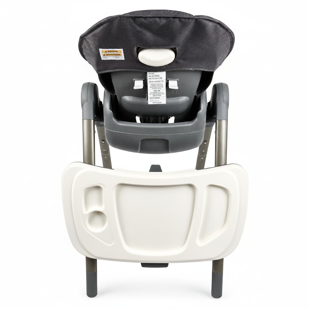 Graco Table2Table Premier Fold 7-in-1 highchair in Maison, back view with tray and padded seat