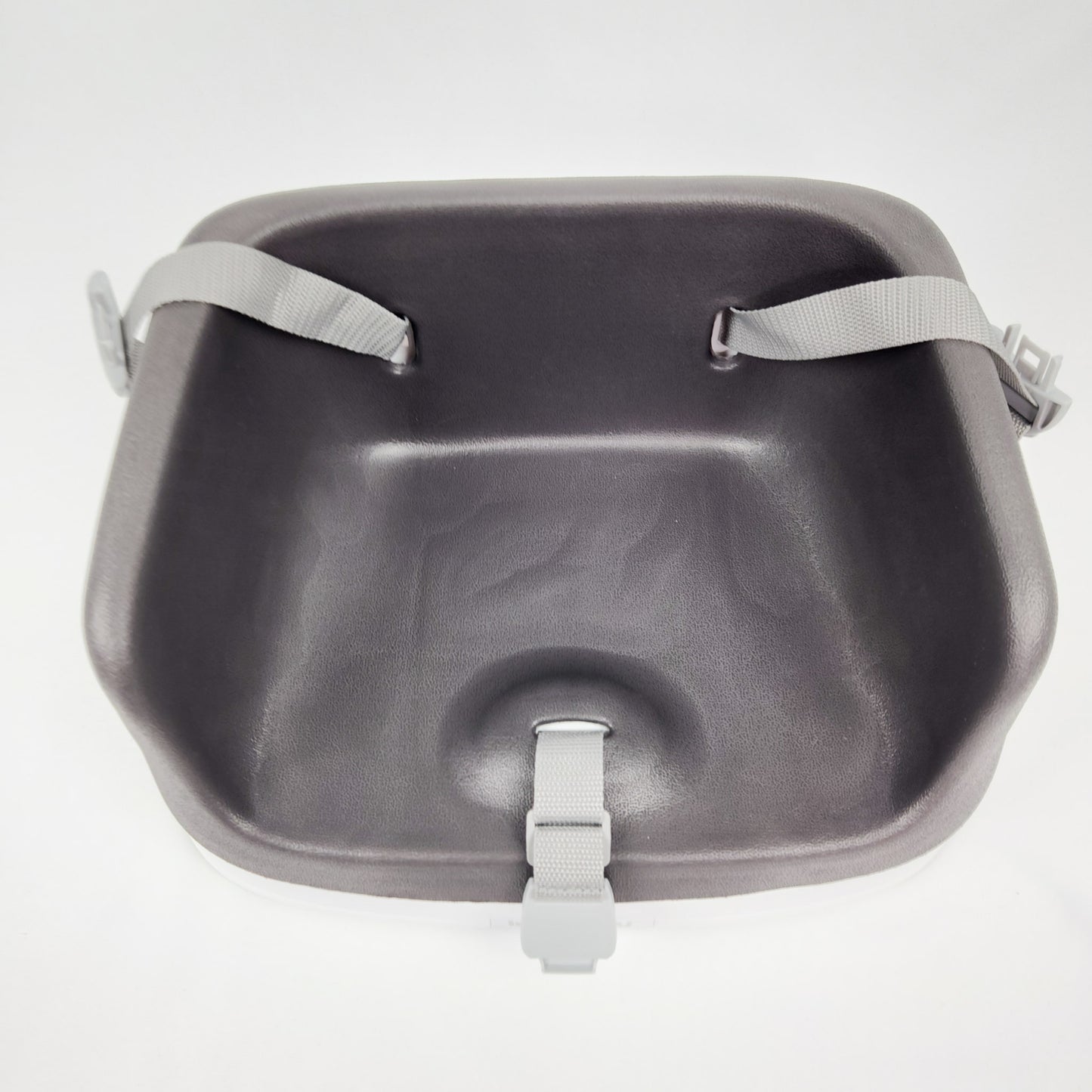 Ingenuity SmartClean toddler booster seat slate showing seat base and adjustable safety harness top view