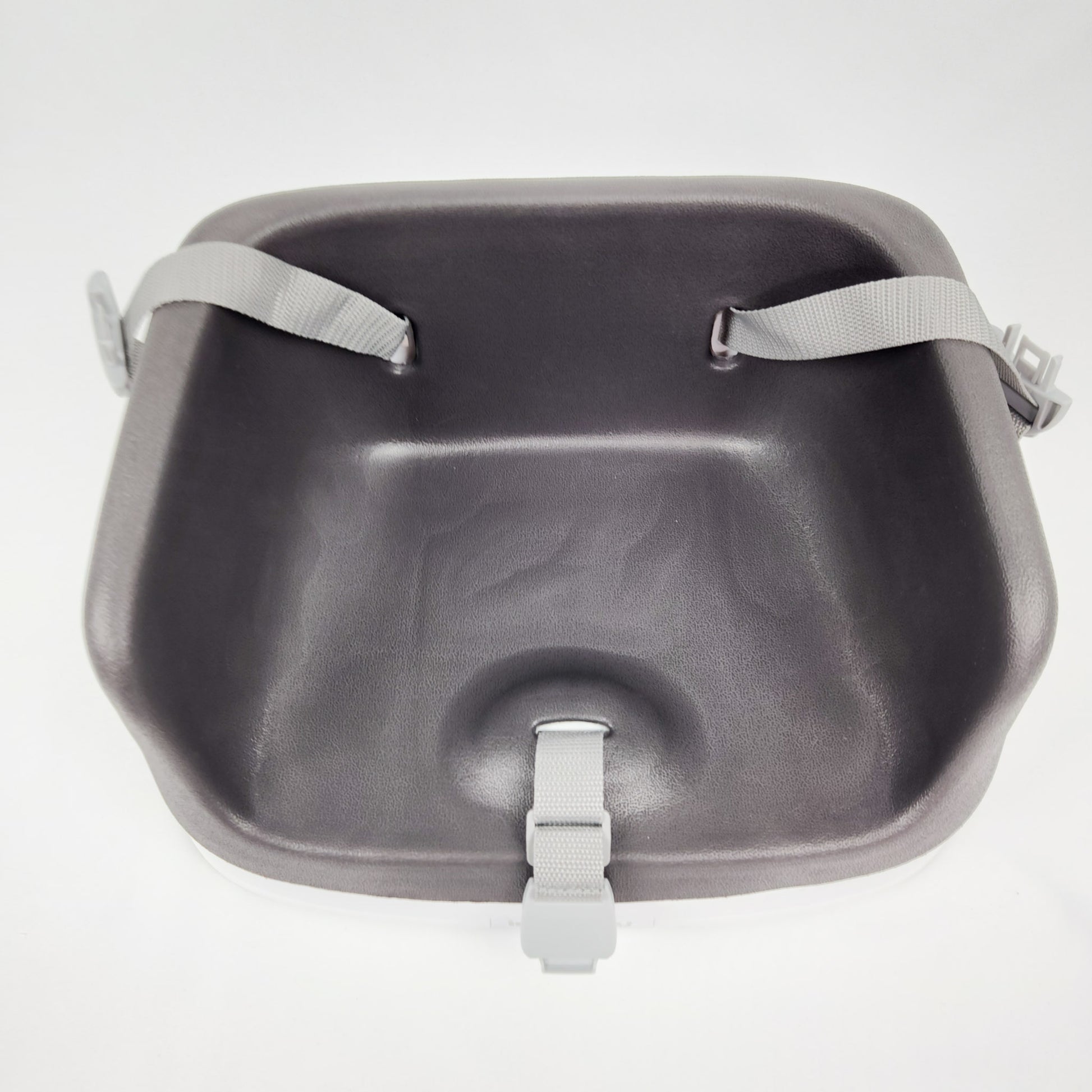 Ingenuity SmartClean toddler booster seat slate showing seat base and adjustable safety harness top view