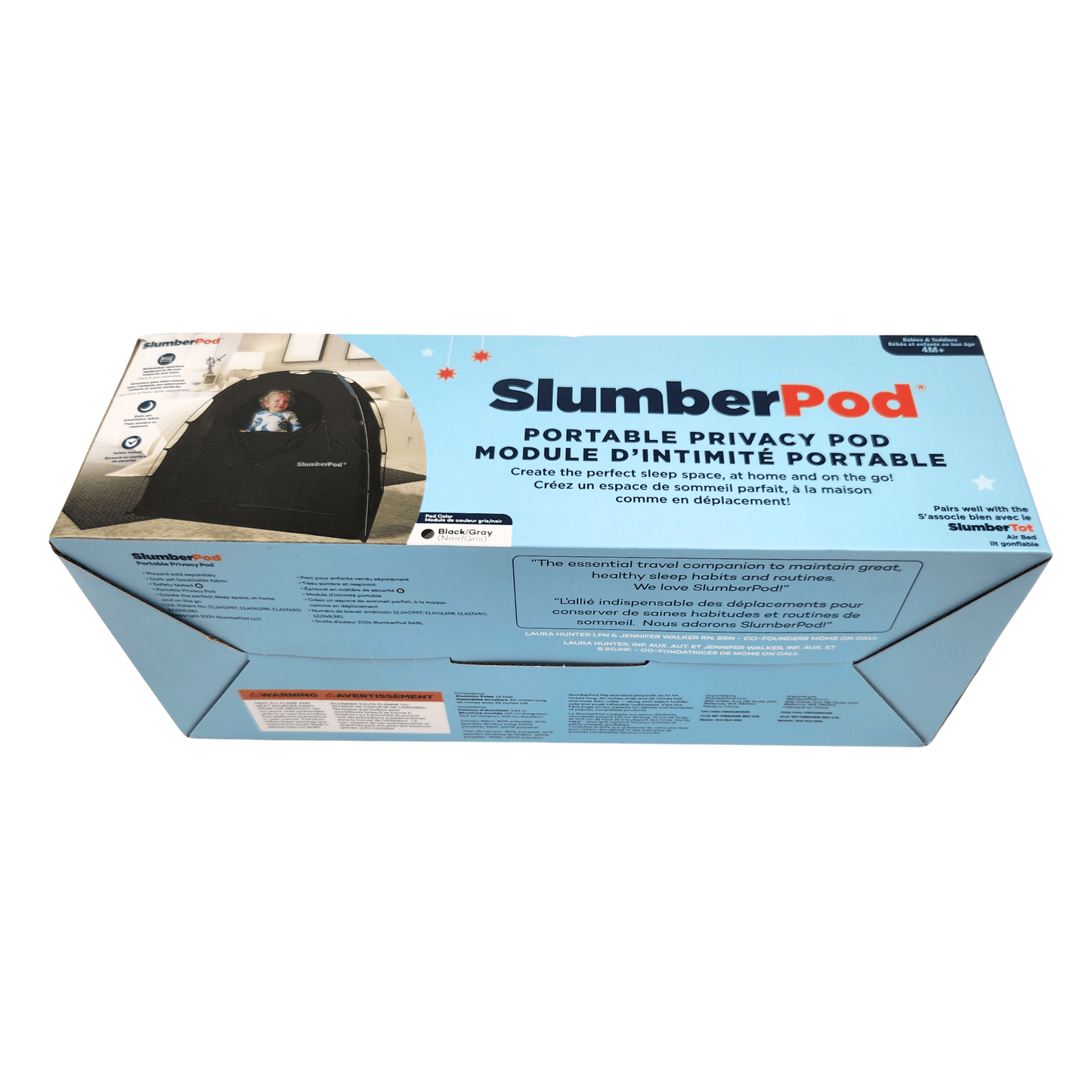 SlumberPod portable privacy pod packaging on a white background