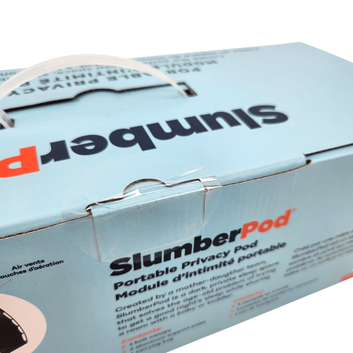 Box of Slumber Pod with branding and product details on a white background