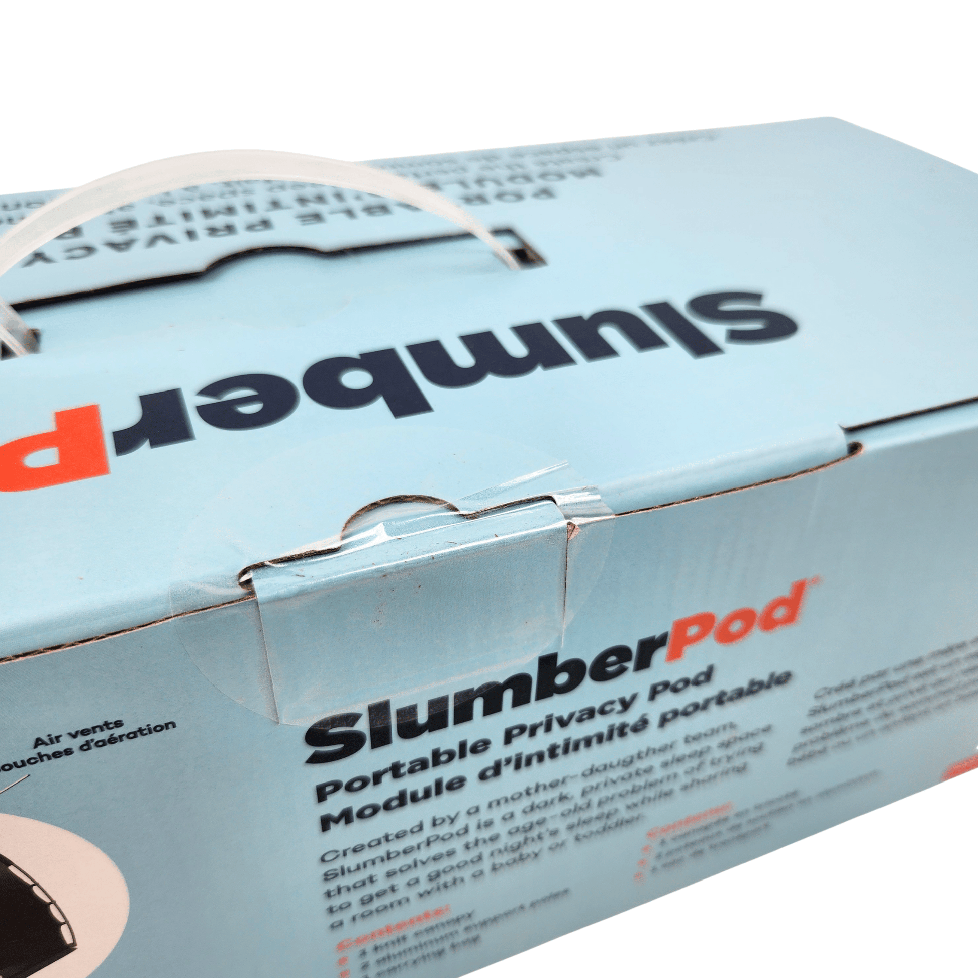 Box of Slumber Pod with branding and product details on a white background